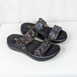 Alegria Bryce Montage Metallic Multicolored Two Strap Sandals